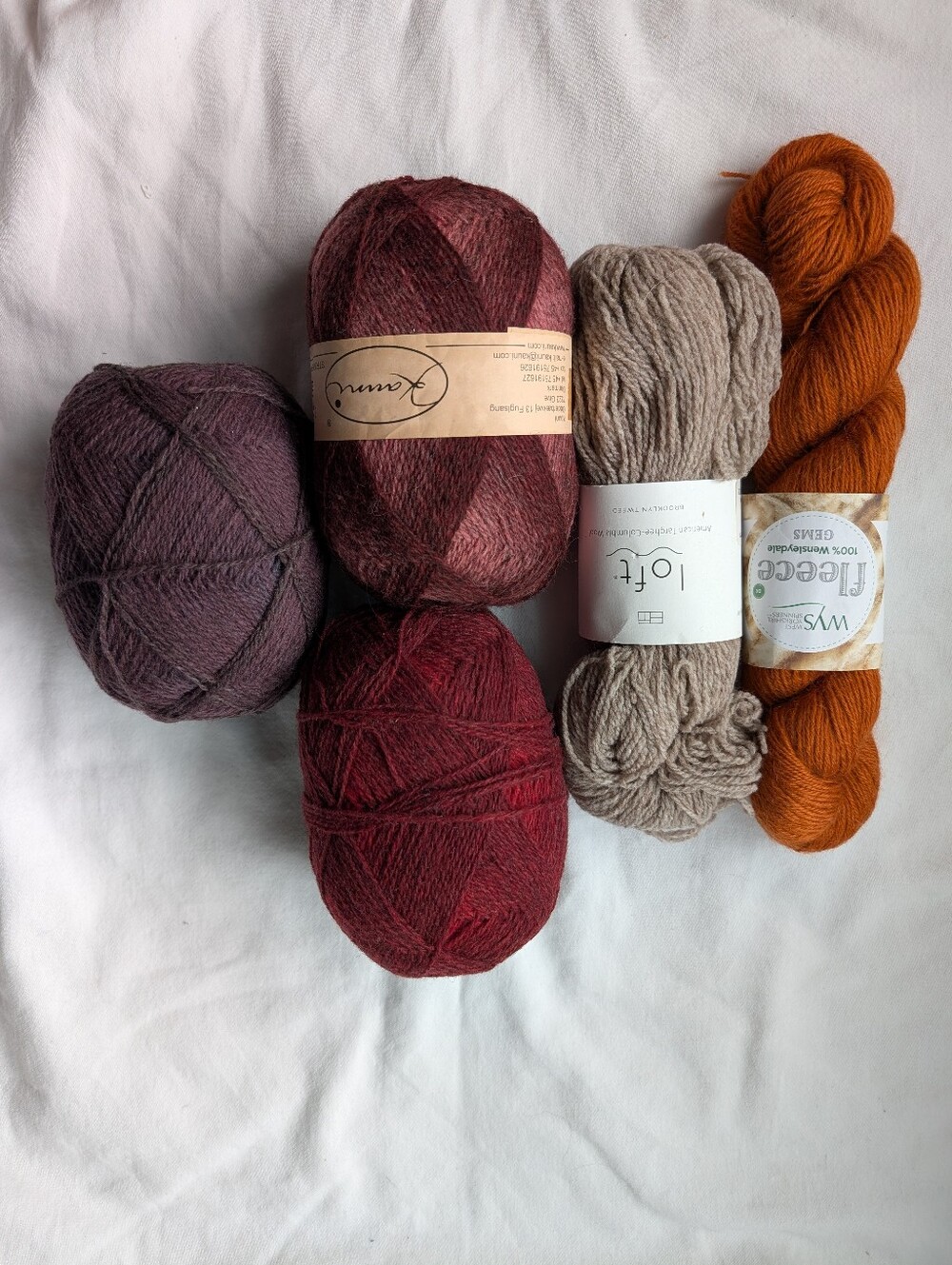 Lot Of Wool & Wool Blend Yarns - Rust, Reds & Taupe